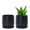 Set of 2 Ceramic 4 Inch Ceramic Beaded Stoneware Pots (Glossy Black)